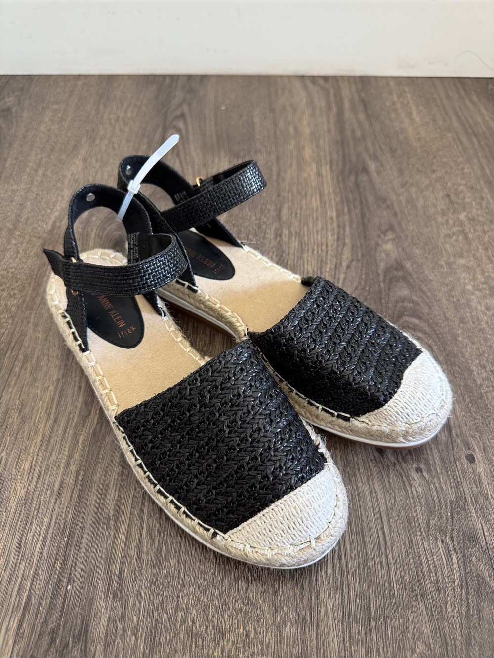 Anne Klein Woven Espadrille Sandals - Black